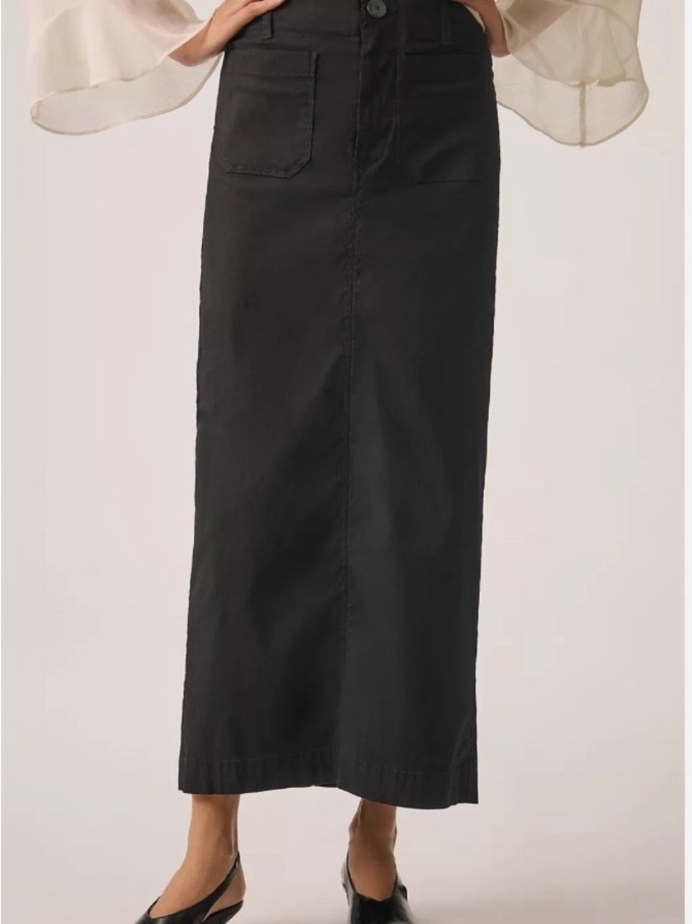 MAEVE By Anthropologie The Colette Maxi Skirt Women's Size 1X Black Career - Picture 3 of 10